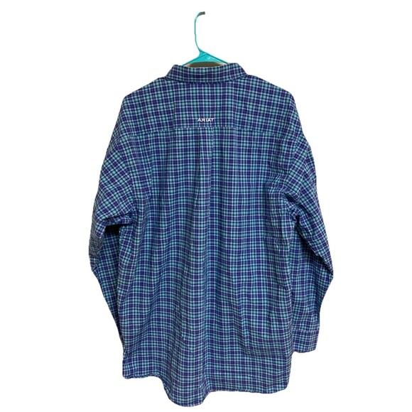 Men's Ariat Pro Series Stretch Classic Fit LS Buttonup Shirt Blue Plaid Size L - Picture 8 of 9